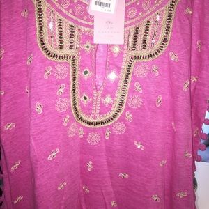 Calypso St Barth pink and gold top New with tags